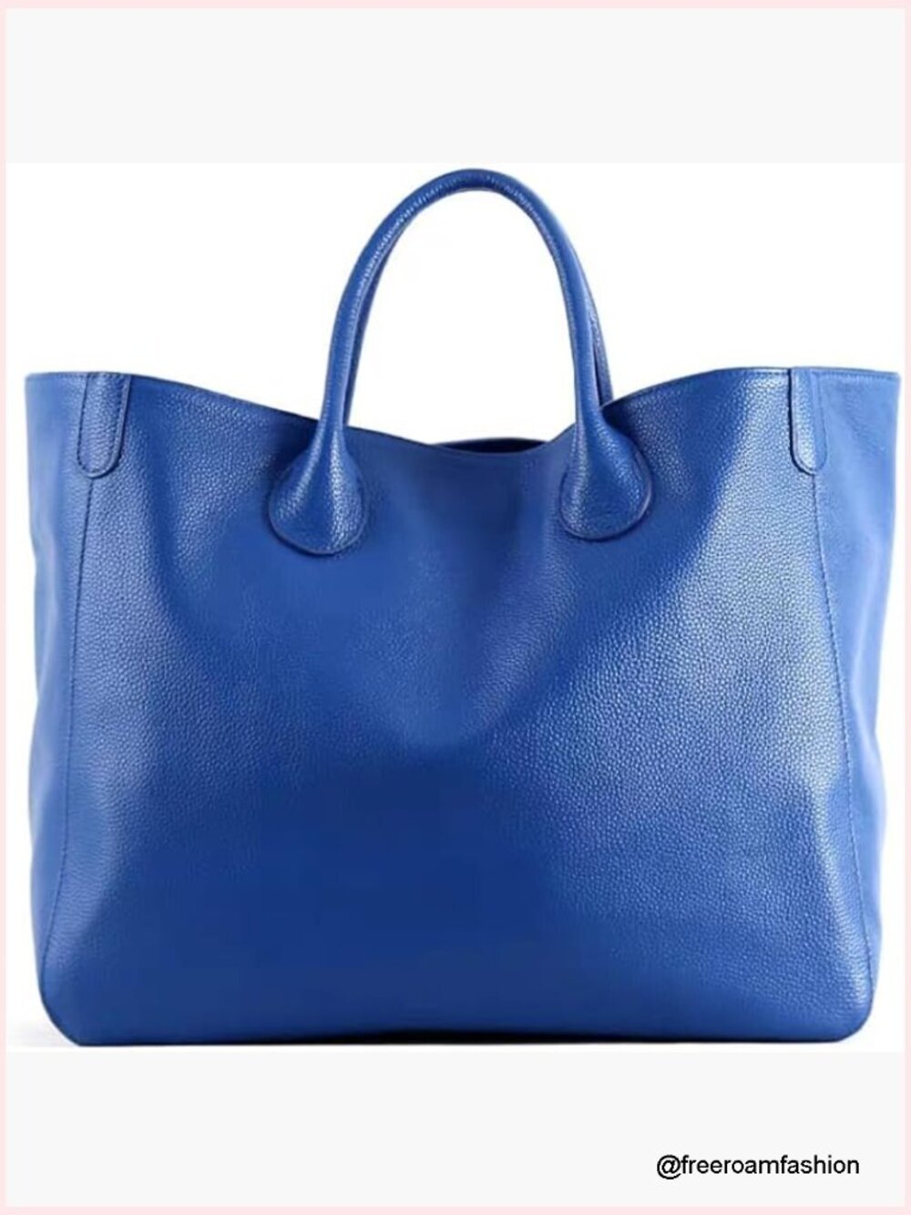Large Leather Tote Bag with Interior Pockets for Work and Travel